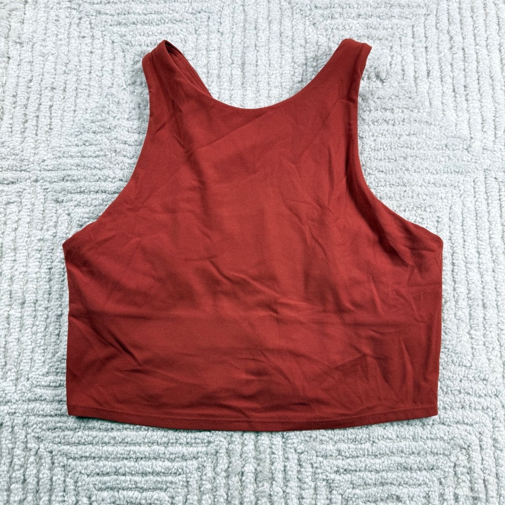 Athleta Conscious Twist Top Women Small Rust Red Strappy Lattice Back Yoga Tank
